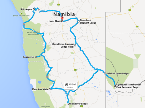 Route Namibia Süd